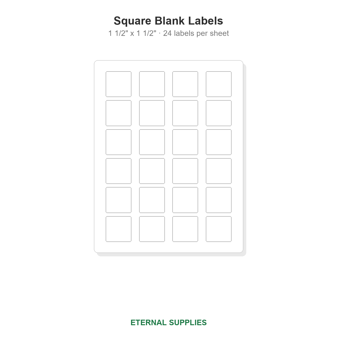 1 1/2" x 1 1/2" Square Blank Labels - 24 Per Sheet