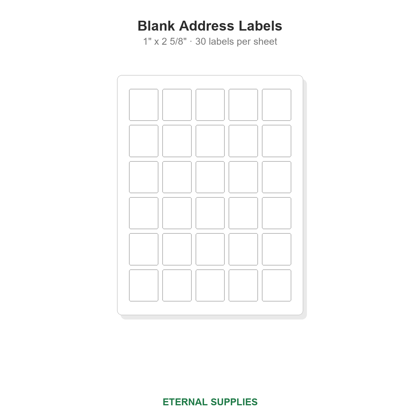 1" x 2 5/8" Blank Address Labels - 30 Per Sheet