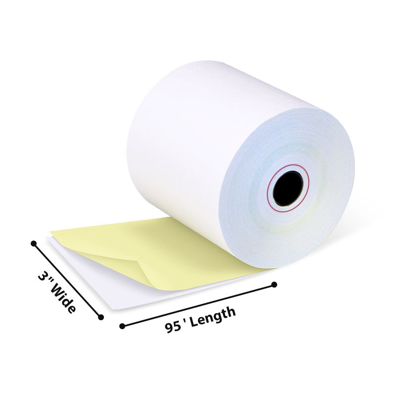 3" x 95' 2-Ply Carbonless Paper Rolls
