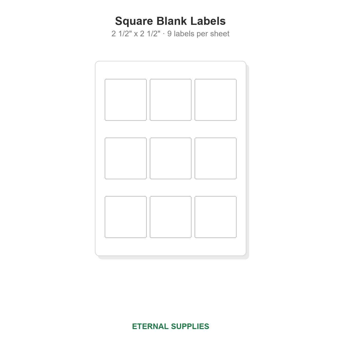 2 1/2" x 2 1/2" Square Blank Labels - 9 Per Sheet