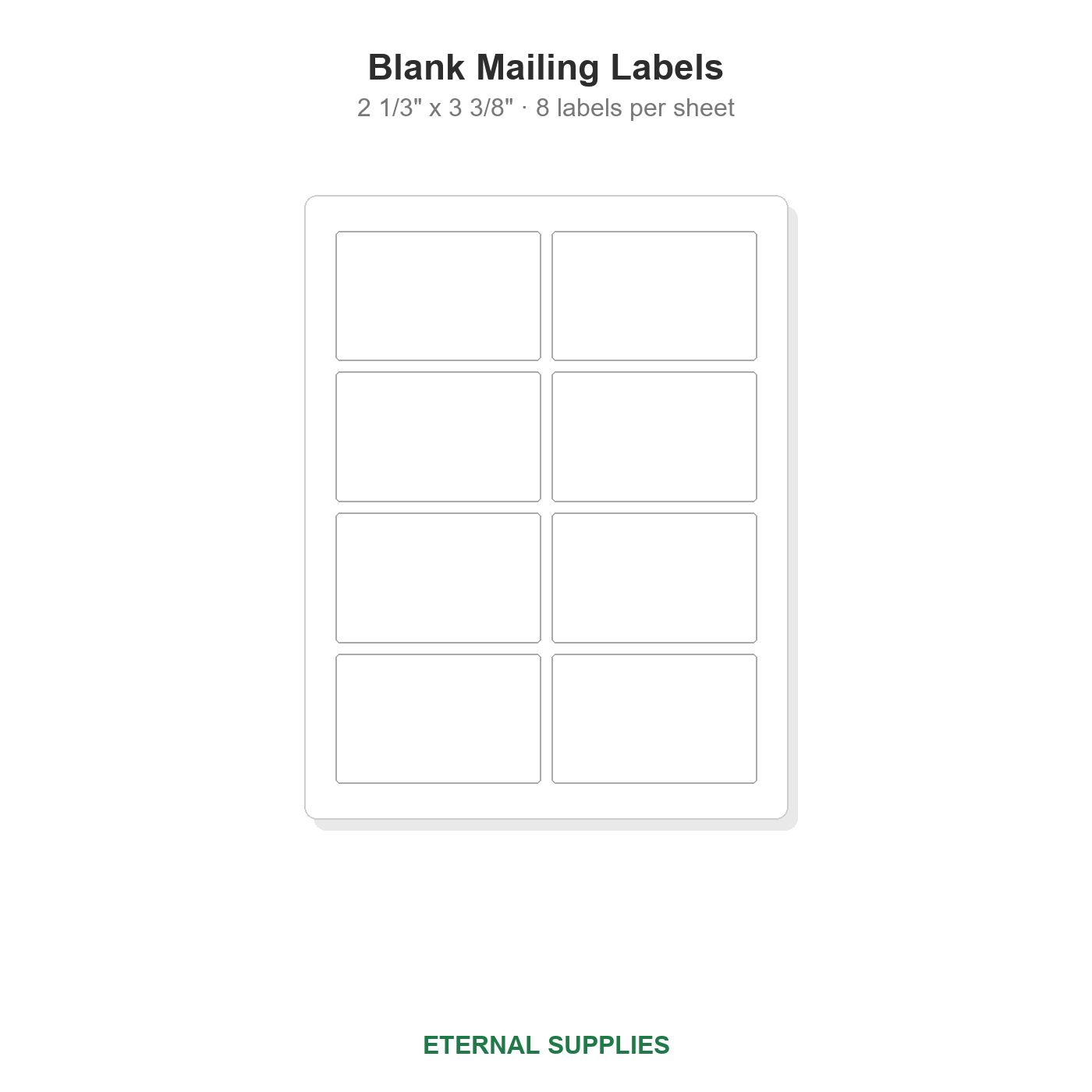 2 1/3" x 3 3/8" Blank Mailing Labels - 8 Per Sheet