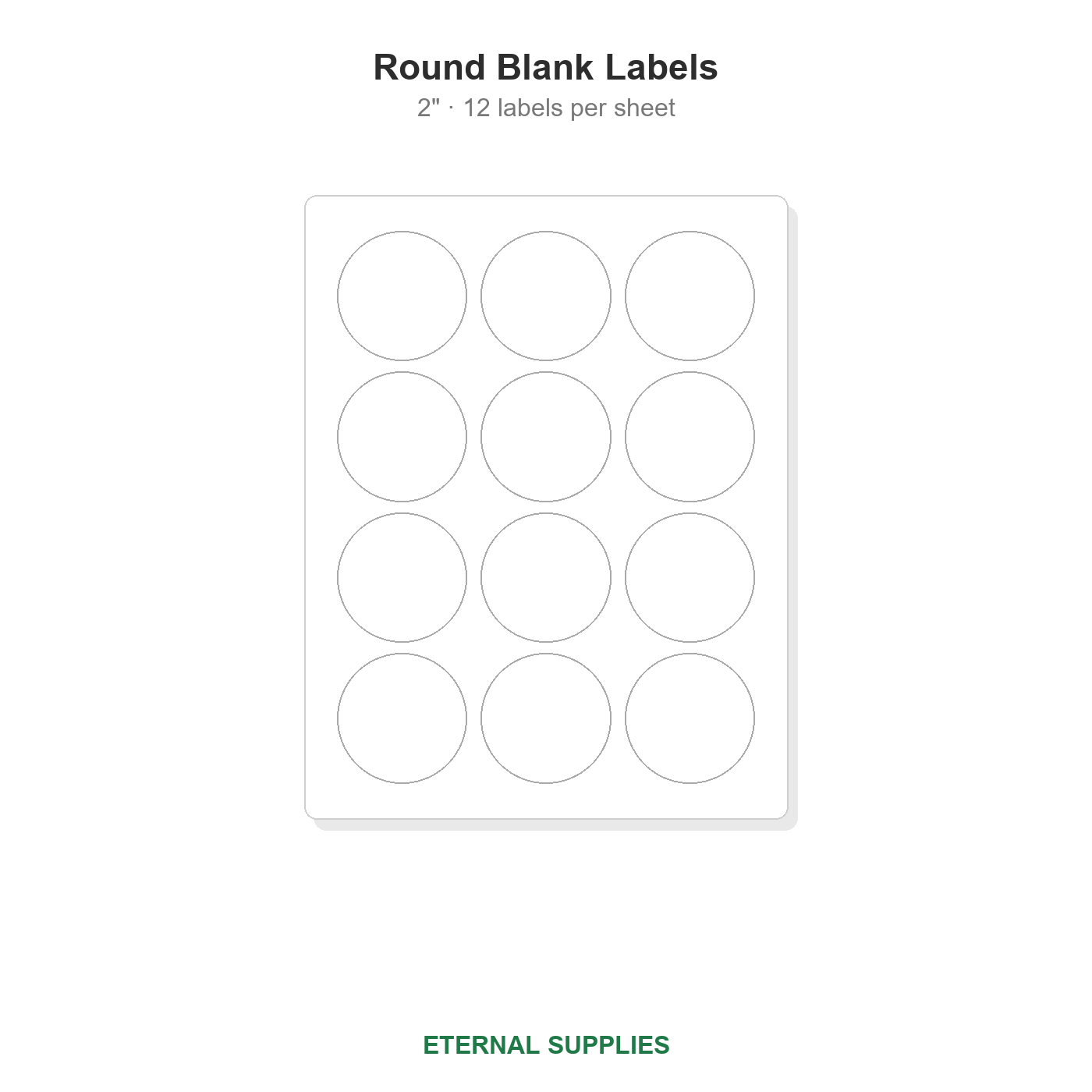 2" Round Blank Labels - 12 Per Sheet