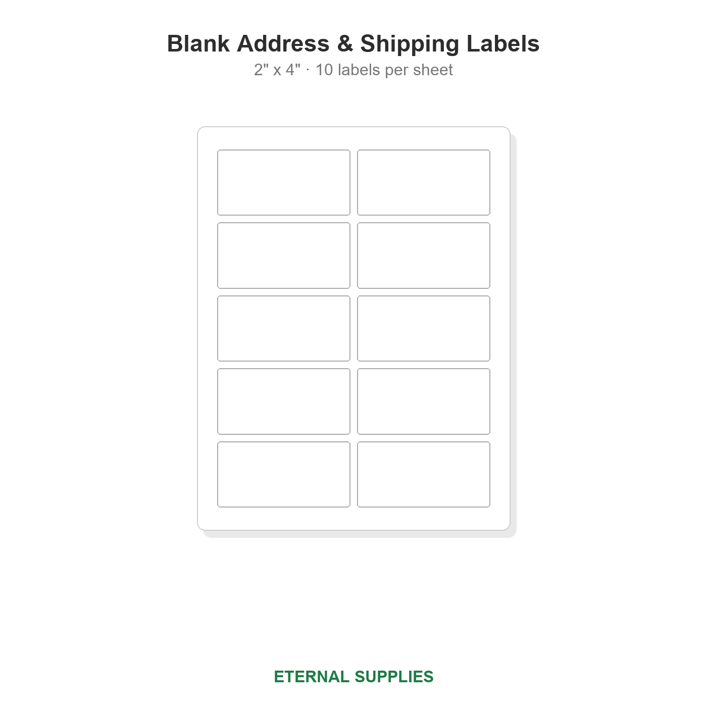 2" x 4" Blank Address & Shipping Labels - 10 Per Sheet