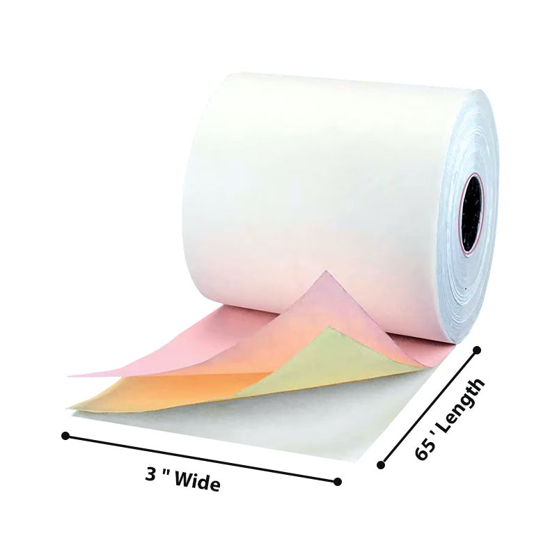 3" x 95' 2-Ply Carbonless Paper Rolls
