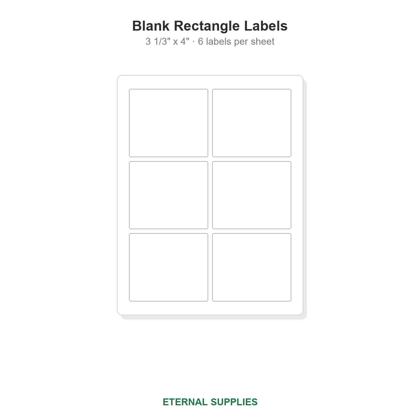 3 1/3" x 4" Blank Rectangle Labels - 6 Per Sheet