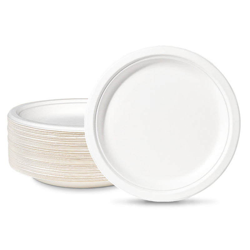 Compostable Bagasse Round Plates Eco-Friendly Paper Plates