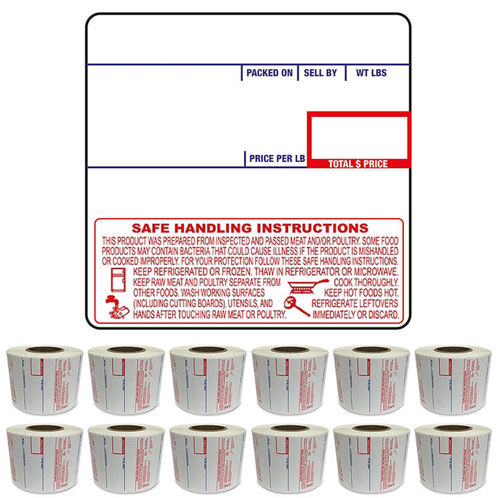 CAS LST-8040 Scale Labels, 58 x 60mm, UPC/Safe Handling 12 Rolls